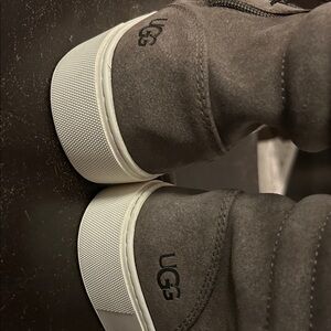UGG Gray Suede Boots with Cream Soles